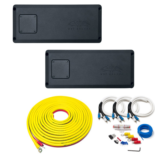 Wet Sounds - STX Micro-1 Subwoofer Amp, STX Micro-4 4-Channel Amp, And 7 Meter Marine Wiring Kit