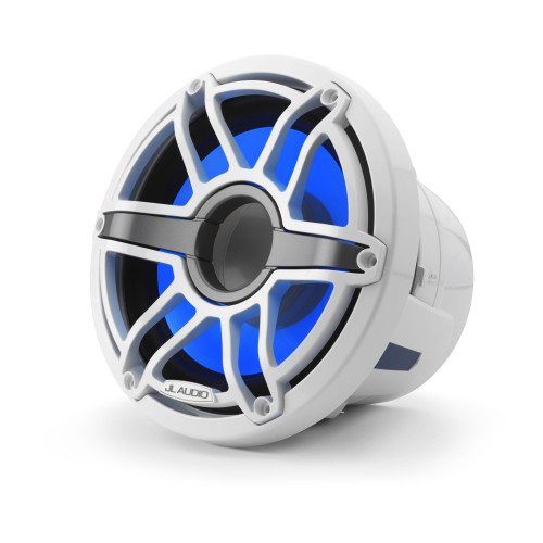 JL Audio 8-Inch M6 Marine Infinite Baffle Subwoofer, RGB LED, Gloss White, Sport Grille - SKU: M6-8IB-S-GwGw-i-4