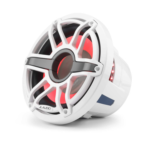JL Audio 10-Inch M6 Marine Infinite Baffle Subwoofer, RGB LED, Gloss White, Sport Grille - SKU: M6-10IB-S-GwGw-i-4