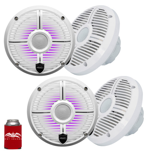 Wet Sounds - Two Pairs Of RECON 6 XW-W RGB LED Recon Series 6.5" 60-Watt RMS Coaxial Speakers With White XW Grilles