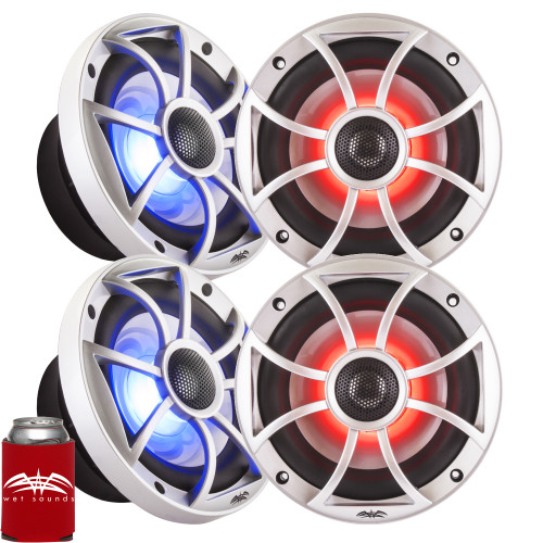 Wet Sounds - Two Pairs Of RECON 6-S RGB LED 6.5" 60-Watt RMS Coaxial Speakers With Silver XS Grilles