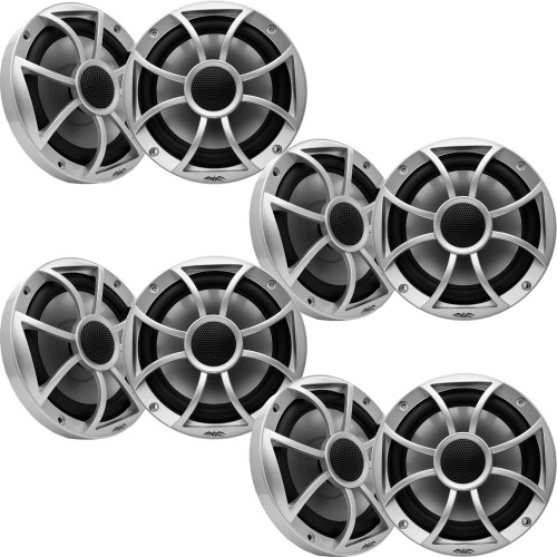 Wet Sounds - Four Pairs Of RECON 6-S Recon Series 6.5" 60-Watt RMS Coaxial Speakers With Silver XS Grilles And Cones