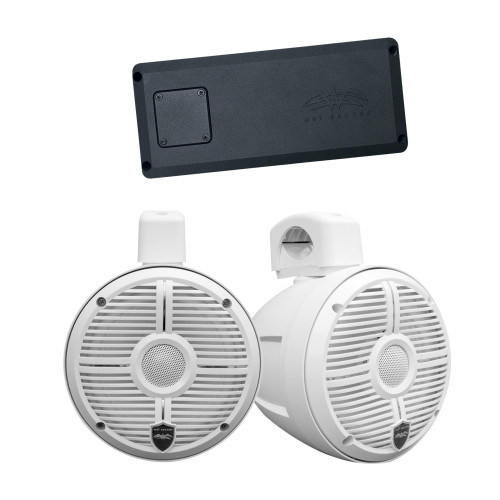 Wet Sounds - A Pair Of White RECON 6 POD-W 6.5 Inch Tower Speakers & STX Micro-4 Amplifier