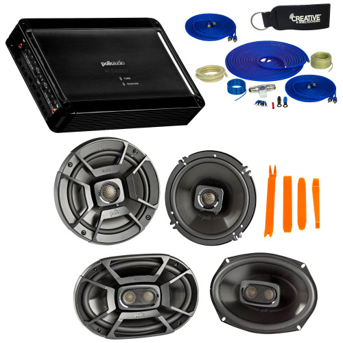Polk Audio Bundle - A Pair Of DB652 6.5" Speakers, A Pair Of DB692 6x9" Speakers , PA D4000.4 Amplifier & Wire Kit