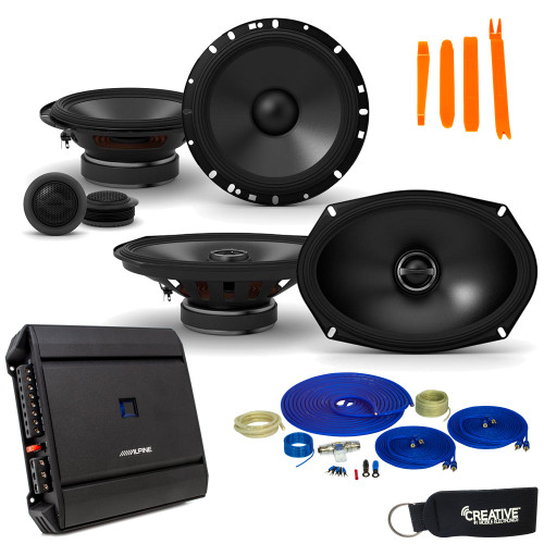 Alpine Type-S Speaker and Amp Bundle 6.5" S-S65C Component Set S-S69 6x9 Coaxials with S-A32F Amplifier