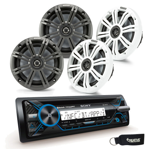 Sony MEX-M71BT Marine CD & Bluetooth Receiver Package with Kicker KM654 6.5" Marine Speakers (2 Pair)