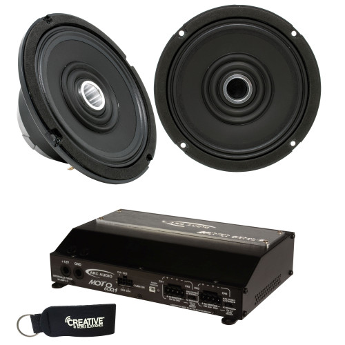 ARC Audio Moto 600.4 Amplifier and a Pair of Moto602-HD 6.5" Speakers Compatible With Harley  Motorcycles