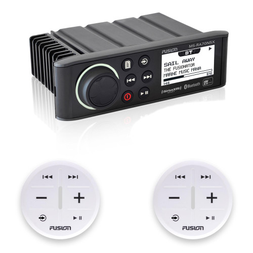 Fusion MS-RA70NSX Marine Entertainment System With Two Wireless Remotes For Dual Zones - White
