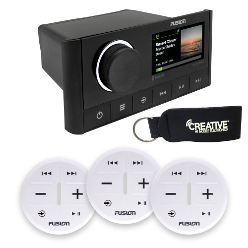 Fusion MS-RA670 Apollo Marine Entertainment System With Three Wireless Remotes For Three Zones - White