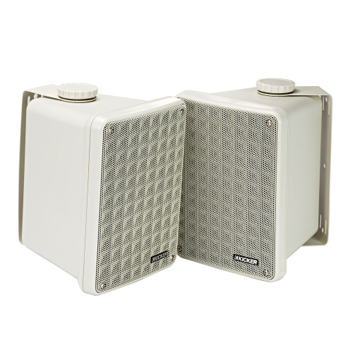 Kicker KB6B 2-Way Full Range Indoor Outdoor Speakers (Pair) Weatherproof Speakers for Patio Garage Poolside in-Home, 6.5 inch woofer, 2x5 inch Horn Tweeter Gray - Used Very Good