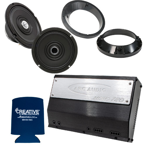 ARC Audio Moto 720.4 Amplifier & A Pair Moto602-HD 6.5" Speakers With  Adapter Rings Compatible With Harley Davidson