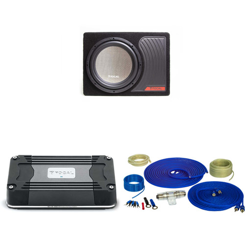 Focal FDS2.350 2-Channel Amplifier + Access-Universal-12 12" Loaded Subwoofer Enclosure & Wiring Kit Bundle