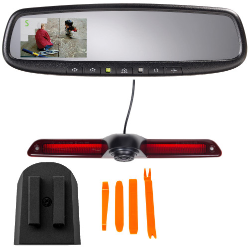 Van ADVGENM45S Rear View Video Mirror,Auto Dim,Homelink control,Compass,Camera Display+Brake Light Camera+Mount