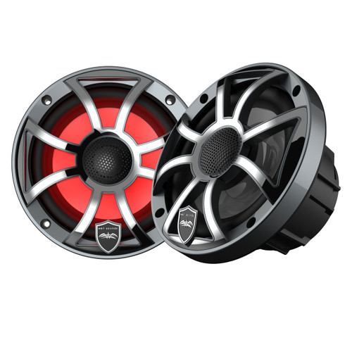 Wet Sounds REVO 6-XSG-SS GunMetal XS/Stainless Overlay Grill 6.5 Inch Marine LED Speakers (pair) - Used Very Good