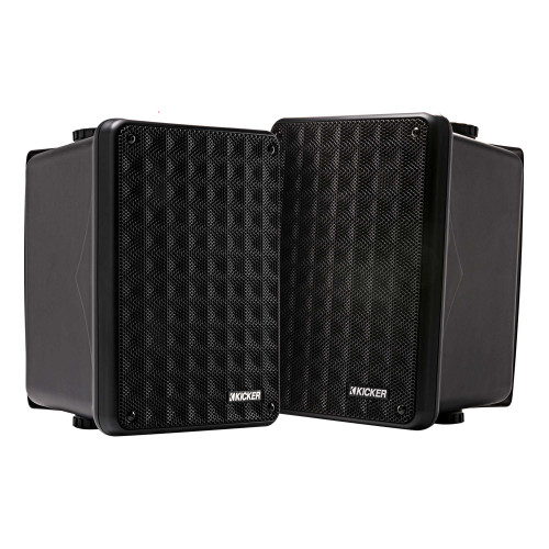 Kicker KB6B 2-Way Full Range Indoor Outdoor Speakers (Pair) Weatherproof Speakers for Patio Garage Poolside in-Home, 6.5 inch woofer, 2x5 inch Horn Tweeter Black - Used Very Good