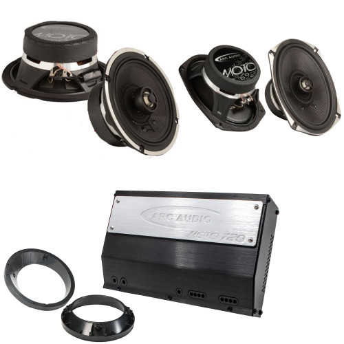 ARC Audio MOTO602V2 6.5" Coax with MOTO692 6x9" Coax and MOTO720 Amplifier Bundle Compatible With Harley