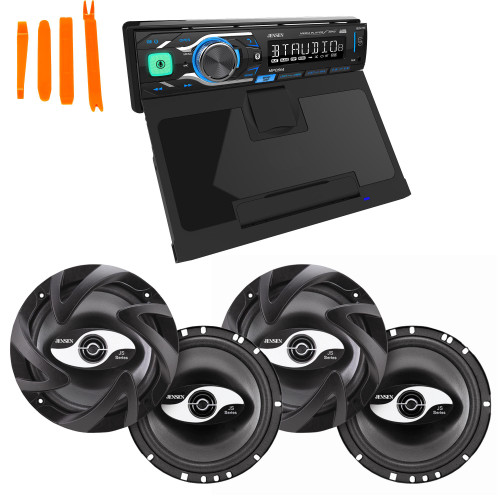 Jensen MPQ914 Single Din Media Receiver With QI Wireless Charging and 2 pairs of Jensen JS265 JS-Series 6.5" speakers