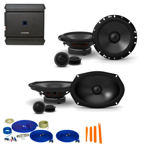 Alpine 1-Pair S-S65C 6.5" Component Speakers, 1-Pair S-S69C 6x9" Component Speakers with S-A32F 320W 4-Ch Amp and Wiring