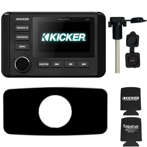 Kicker KMC4 Waterproof Radio With Stinger Marine SEADASH3B