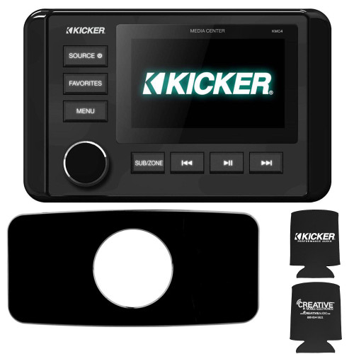 Kicker KMC4 Waterproof Radio With Stinger Marine SEADASH3B Universal Marine 3" Radio Dash Kit - Black