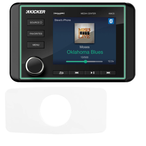 Kicker KMC5 Waterproof Radio With Stinger Marine SEADASH3W Universal Marine 3" Radio Dash Kit - White