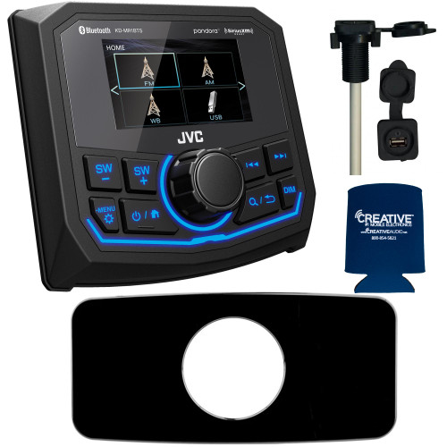 JVC KD-MR1BTS Waterproof Radio compatible with Stinger SEADASH3B Universal Marine 3" Radio Dash Kit, SMRAUXUSB3 USB/AUX