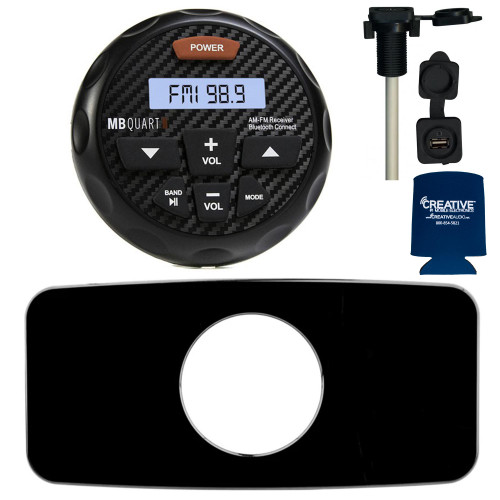 MB QUART GMR-3 Waterproof Radio with SEADASH3B Universal Marine 3" Radio Dash Kit-Black, & SMRAUXUSB3 USB/AUX