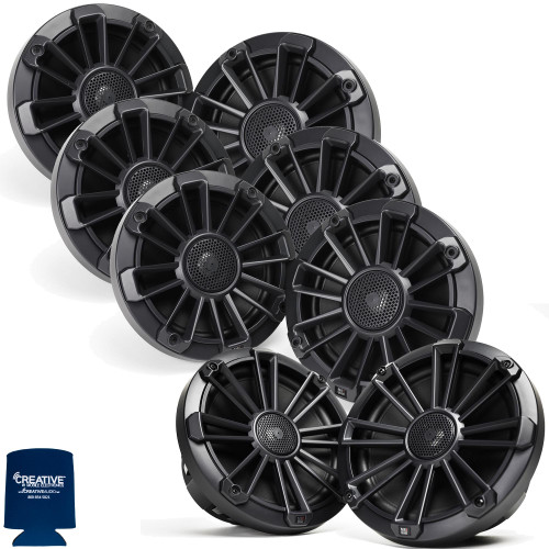 MB Quart Bundle- 3 Pair NP1-116 Premium Waterproof 6.5 Inch Marine Speakers with 1 Pair NP1-120 8" Premium Marine Speakers (Black Frame with Black, Silver and White Grills Included)