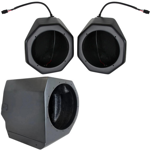 SSV GN-F65U Polaris General 2016+ Front Unloaded Speaker Pods with GN-UD10U Under Dash 10" Sub Enclosure Unloaded