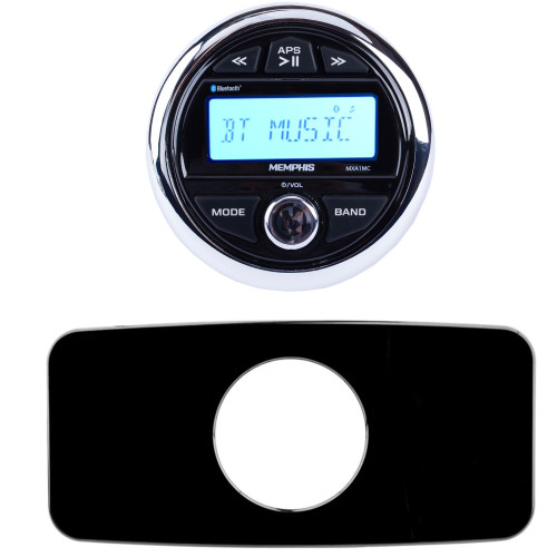Memphis MXA1MC Gauge Style Media Center AM/FM/BT/AUX/USB With Stinger SEADASH3B Black Marine Dash Kit