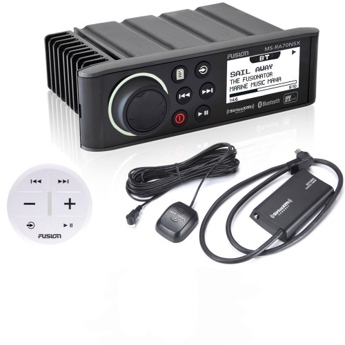 Fusion MS-RA70NSX, with SXV300V1 Sirius XM Tuner, and ARX70W White Wireless Remote