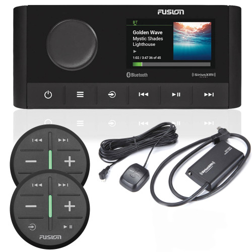 Fusion MS-RA210 Marine Entertainment System with (2) ARX70B Black Wireless Remotes, and SVX300v1 Sirius XM Tuner