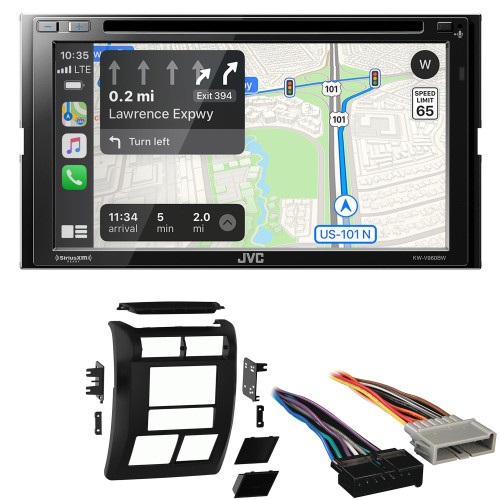 JVC Bundle - JVC KW-V960BW 6.8" Wireless Apple CarPlay/Android Auto MultiMedia Receiver with Dash Kit, Wiring Harness and Antenna Adapter, Compatible with Jeep Wrangler, 97-02