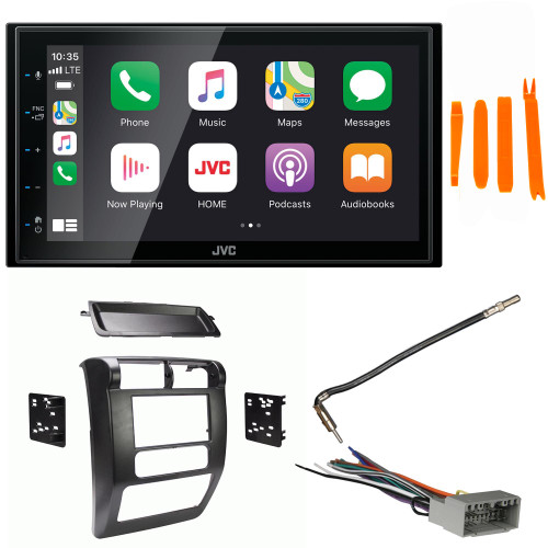 JVC Bundle - JVC KW-M56BT 6.8" Apple CarPlay/Android Auto Digital Media Receiver with Dash Kit, Wiring Harness and Antenna Adaptor, Compatible with Wrangler, 03-06