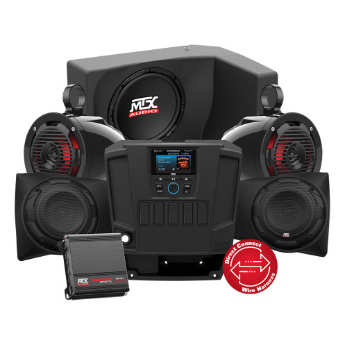 MTX Audio RANGERSYSTEM3 - Includes An All Weather Radio, Front Speaker 6.5" Pods, Rear 6.5"Cage-Mount Pods, A 400-Watt Amplifier & Loaded 10" Subwoofer Enclosure For Select Polaris Ranger