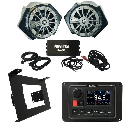 NavAtlas RZR1ZONE2S - NA30C 3" Source Unit with Kick-Panel Speakers, Amplifier, and Wiring Kit Compatible With 2019-2020 Polaris RZR Turbo S