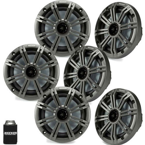 Kicker 6.5" Charcoal Marine Speakers (QTY 6) 3 pairs of OEM replacement speakers