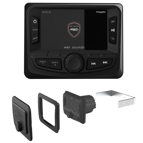 wet sounds ws mc 20 2 zone media center with bluetooth am fm weather band usb 3 color display creative audio