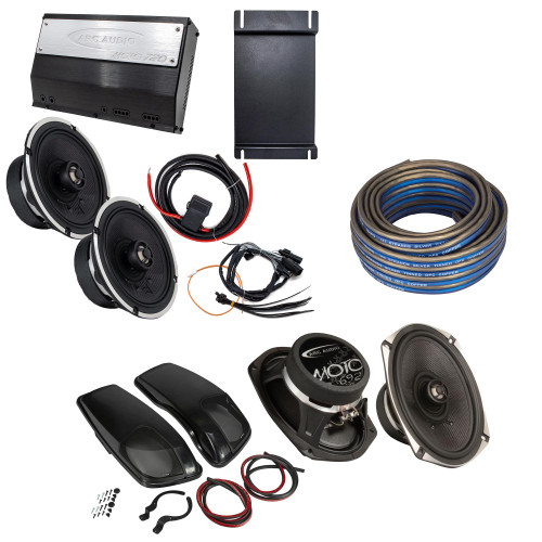 Arc Audio MPAK14CX Harley 2014+ with Coaxial Speakers, MOTO692 6" x 9" Coax Speakers and Kicker 46HDBL Bag Lids