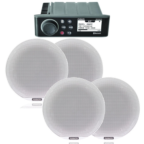 Fusion MS-RA70 Marine Receiver with 2 Pairs of Fusion 6.5" Marine Coaxial Speakers