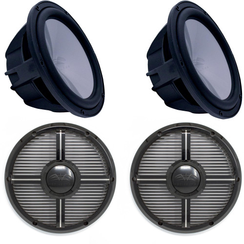 Wet Sounds (2) REVO8FA-B 8" 4 ohm Black Subwoofer with (2) REVO8XW-BGRILL Black XW Closed Style Grill