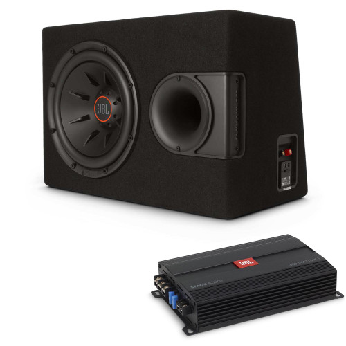 JBL S2-1024SS 1-10" Loaded Ported Subwoofer Enclosure with JBL STAGE A3001 300 Watt Mono Amplifier