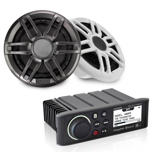 Fusion MS-RA70NSX Marine Radio with 1 Pair XS-F65SPGW XS Series 6.5" Marine Speakers