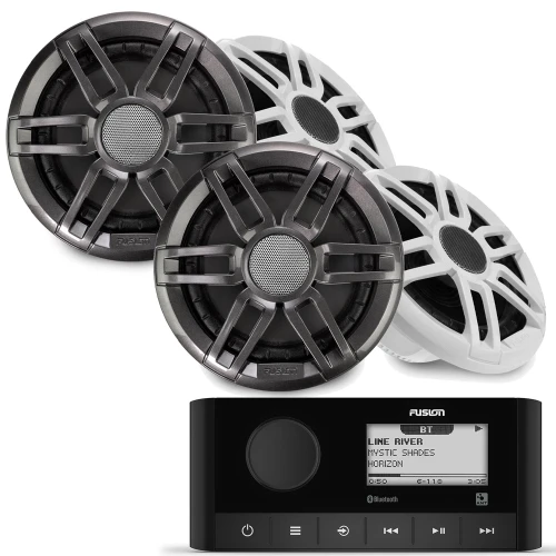 Fusion MS-RA60 Marine Radio with 2 Pairs XS-F65SPGW XS Series 6.5" Marine Speakers