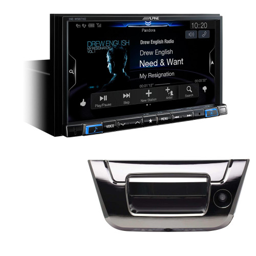 Alpine INE-W987HD Mechless 7" Audio/Video/Navigation System and Alpine HCE-TG130GM - 2007-2013 GM Truck Tailgate Handle Rear Camera System
