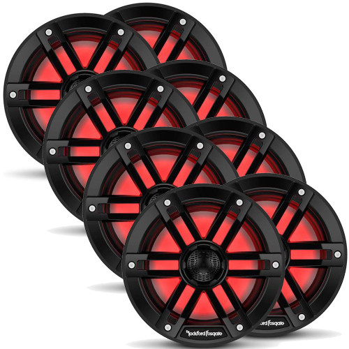 Rockford Fosgate 4 Pair M1-6B M1 Series 6” Color Optix Marine 2-Way System- 75 Watts Rms, 300 Watts Peak, Black Grilles Included