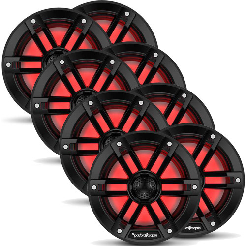 Rockford Fosgate 4 Pair M1-65B M1 Series 6.5” Color Optix Marine 2-Way System- 75 Watts Rms, 300 Watts Peak, Black Grilles Included