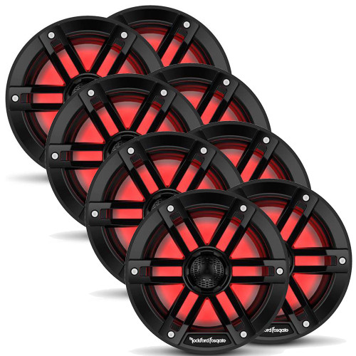 Rockford Fosgate 4 Pair M1-8B M1 Series 8” Color Optix Marine 2-Way System- 150 Watts Rms, 600 Watts Peak, Black Grilles Included