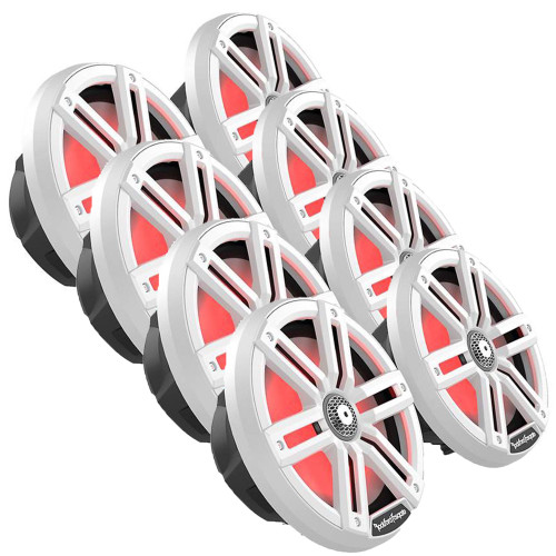 Rockford Fosgate 4 Pair M2-8 M2 Series 8" Color Optix Marine 2-Way System- White & Stainless Grilles Included
