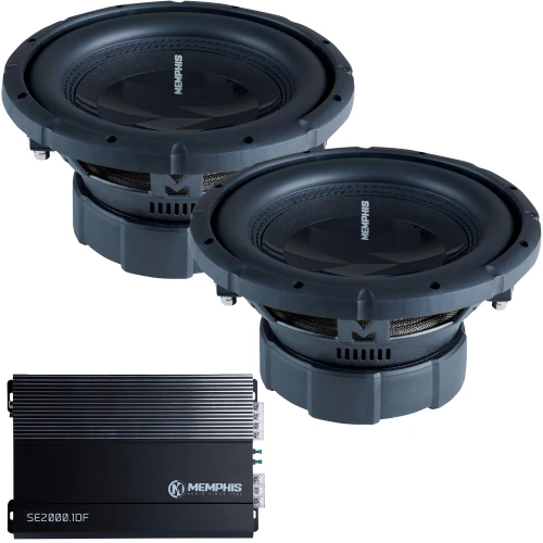 Memphis Audio - Two PRX1024 10" Power Reference Dual 4-Ohm Subwoofers and 1 SE2000.1DF Street Edge Series Mono Subwoofer Amplifier